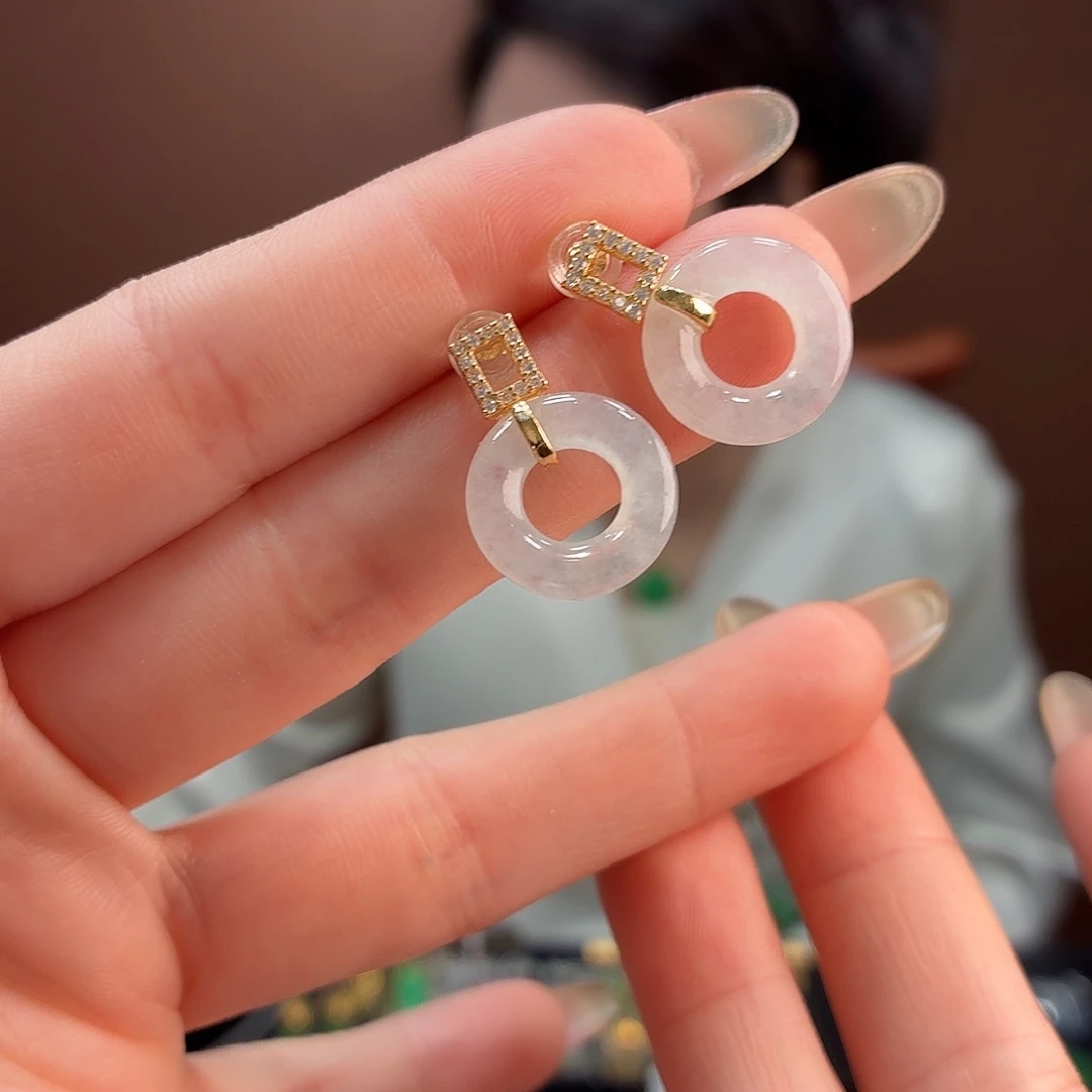 翡翠银S925镶嵌耳饰耳饰