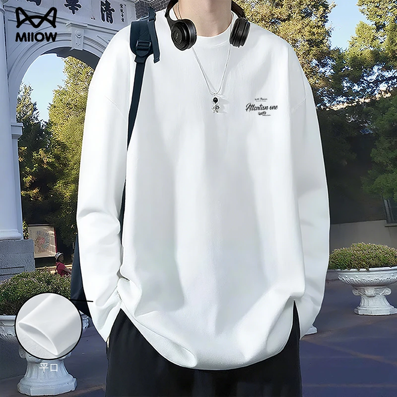 MiiOW/猫人长袖T恤男生青少年学生内搭潮流港风打底衫休闲上衣服