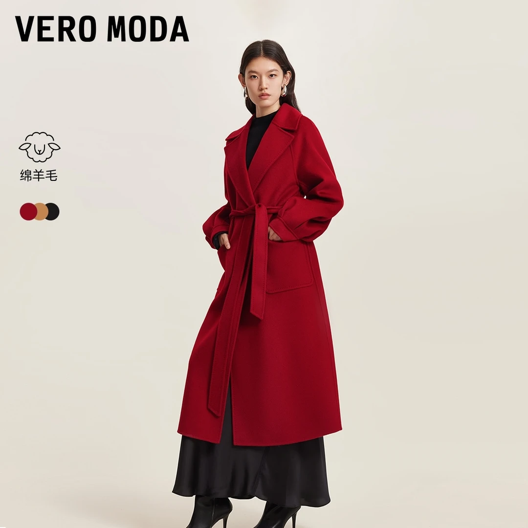Vero Moda毛呢大衣【丹麦古堡】2025秋冬新款纯绵羊毛收腰32544S001