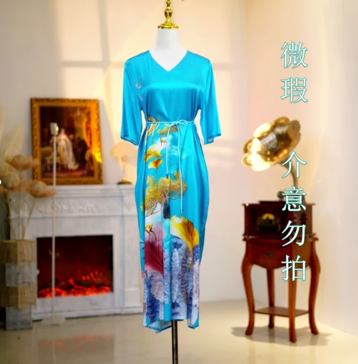 【微瑕】桑蚕丝高定时尚气质连衣裙 23090030