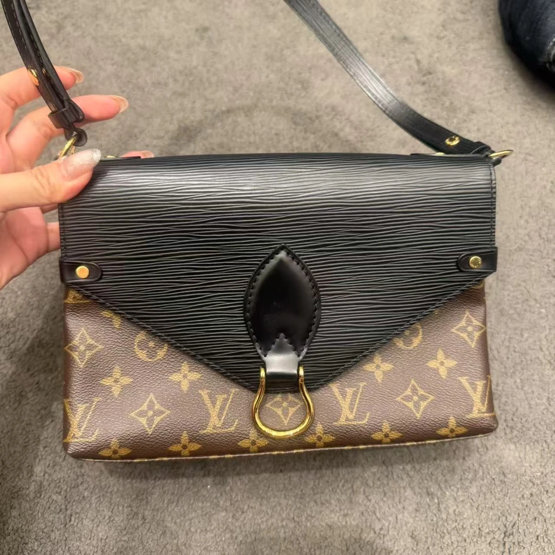 95新 LouisVuitton/路易威登 老花拼黑单肩包/非真假不退补不换