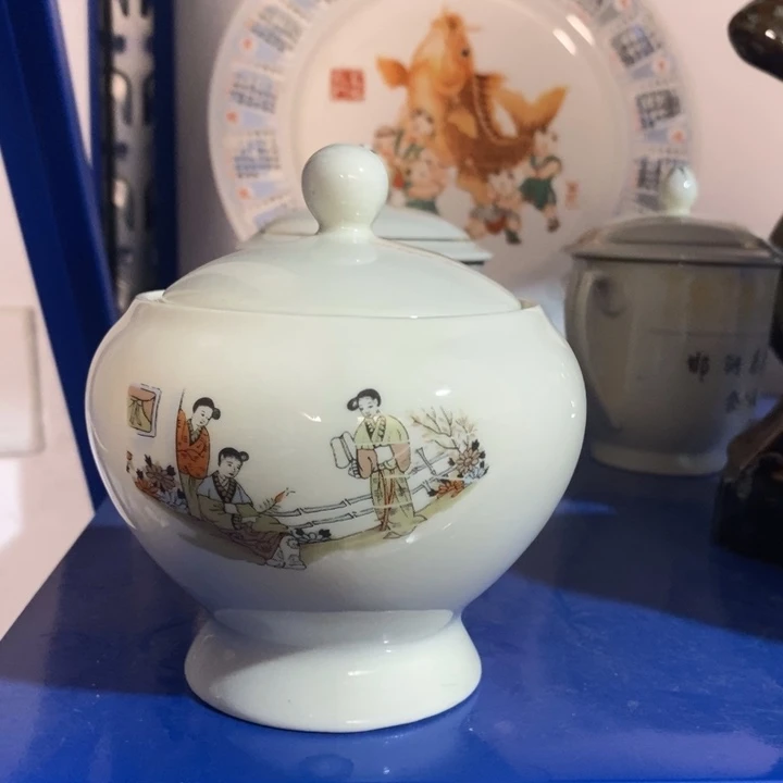 瓷片一厂象牙瓷三娘教子糖罐