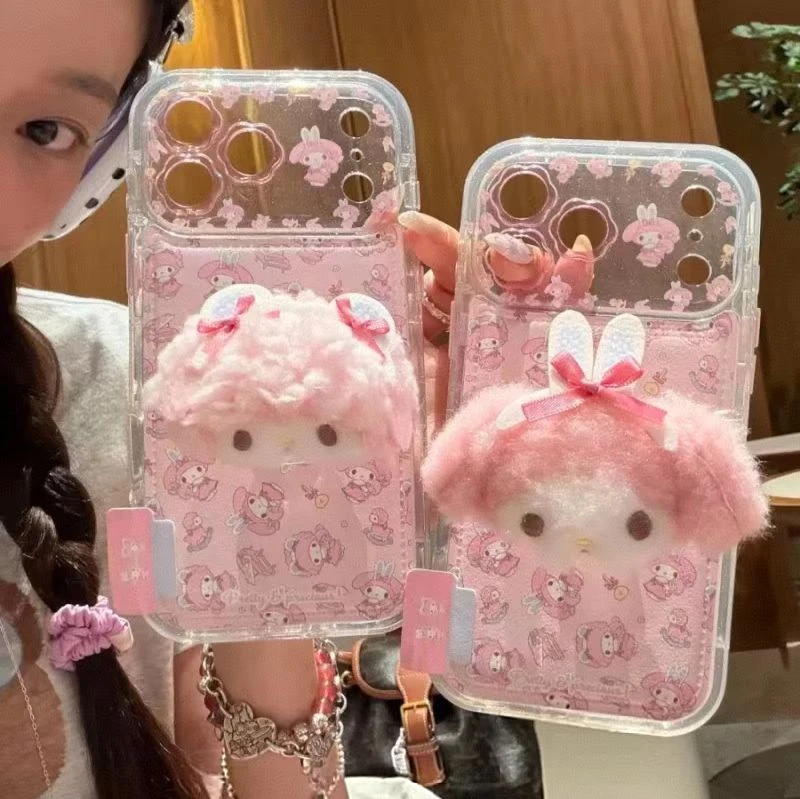 粉底满屏美乐蒂皮质适用于iPhone17promax手机壳16少女心15可爱14