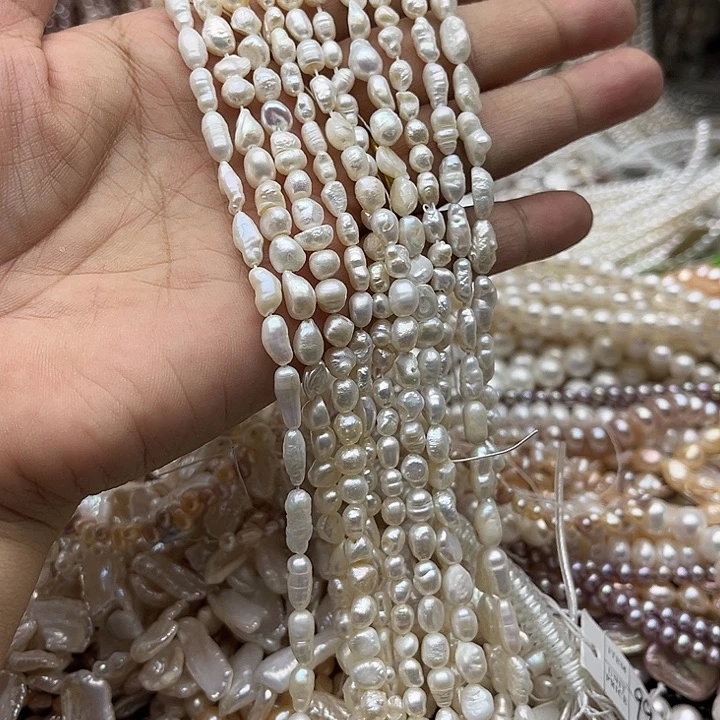 玛瑙/玉髓未镶嵌珠宝半成品一条4.5mm左右巴洛克珍珠
