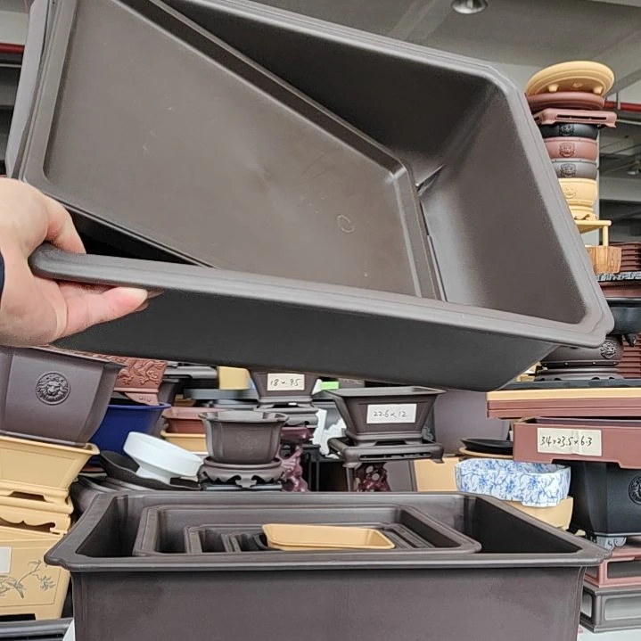 树脂浅*2套40*30*14马槽盆紫檀色带托盘