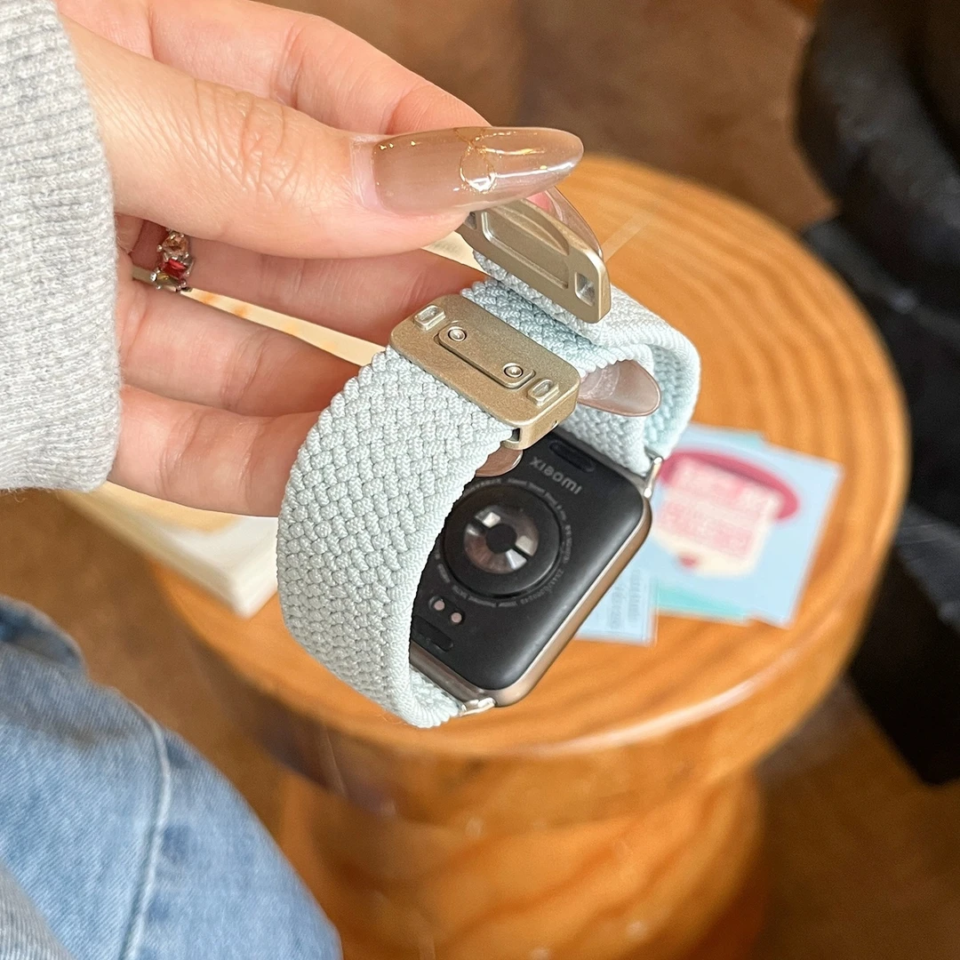 适用小米手环9pro表带8pro磁吸编织一体红米watch4/5腕带男女时尚