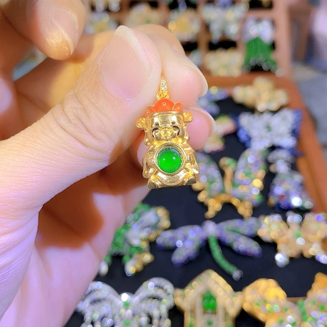 银S925镶嵌挂件翡翠