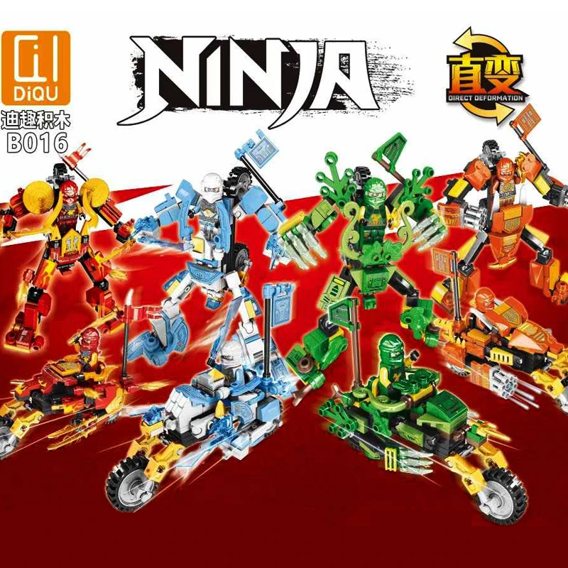 幻影忍者战车摩托积木直接变形忍者机甲人仔男孩拼装玩具礼物