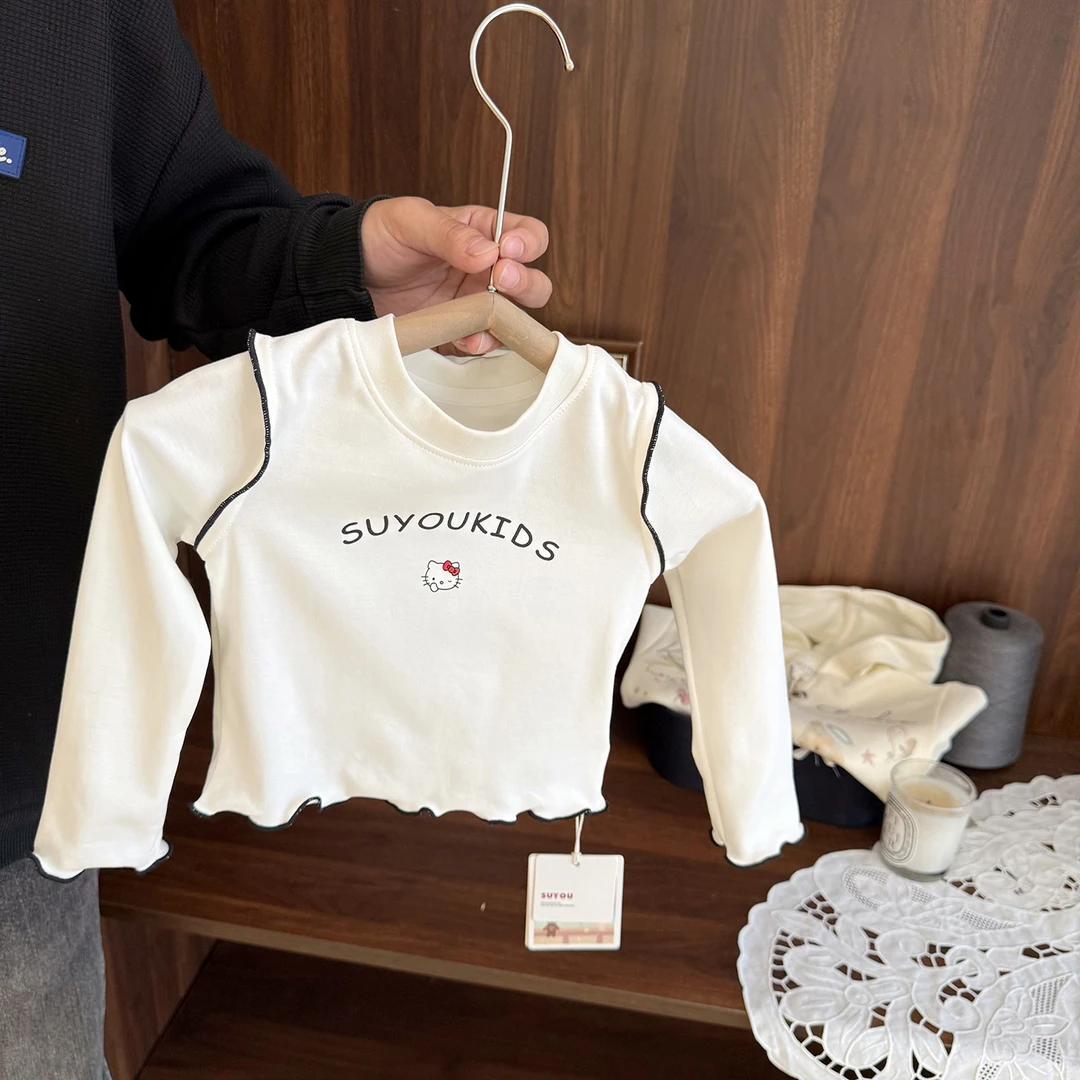 女宝宝显高短款长袖T恤女婴儿春秋装2025新款女童打底衫韩系百搭