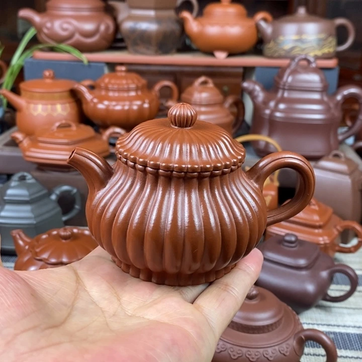 紫砂茶壶筋纹32辨潘壶180cc原矿赵庄朱泥双十一特价