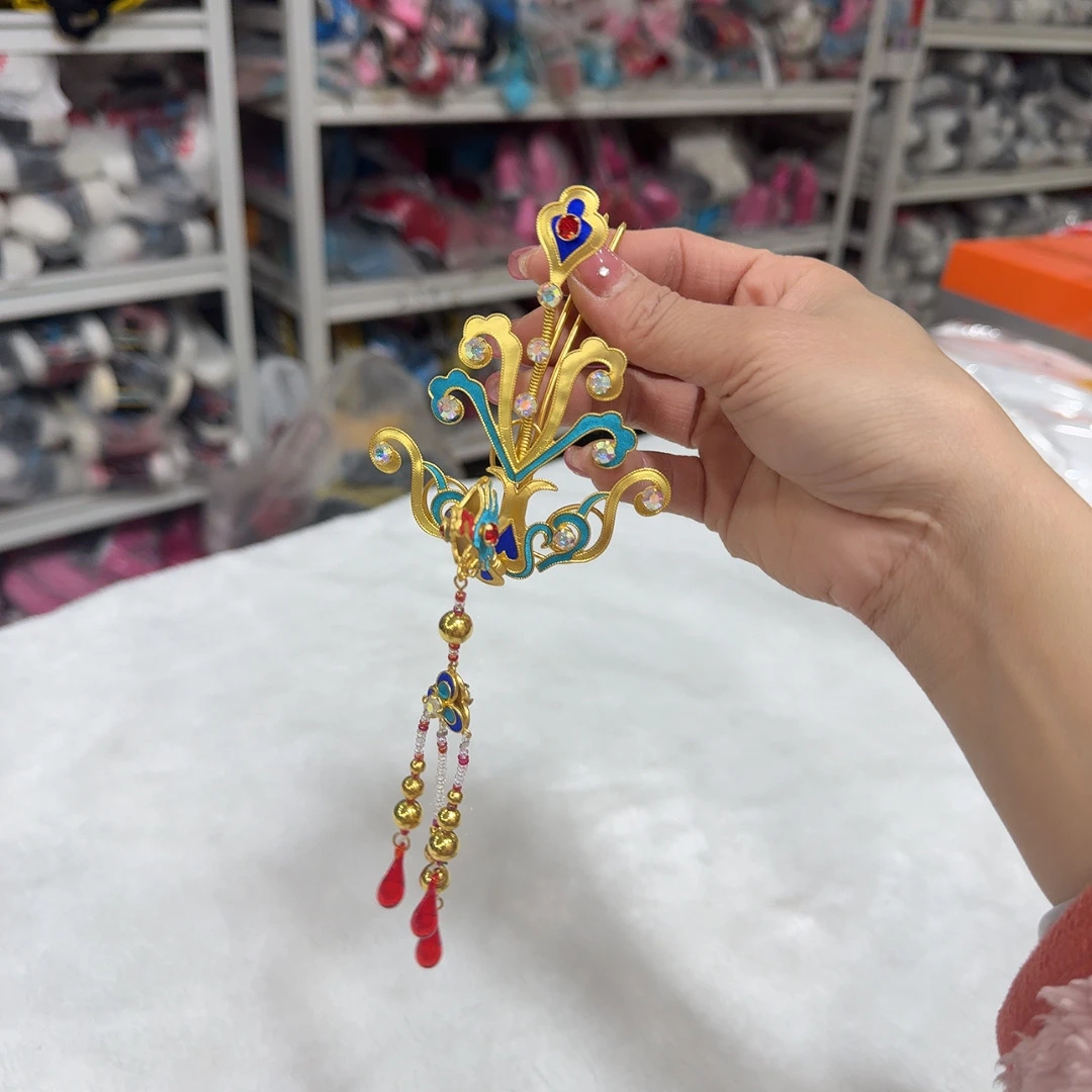 黄梅戏越剧古装演出手工仿古头饰发夹戏曲装饰旦角花旦点綢金凤