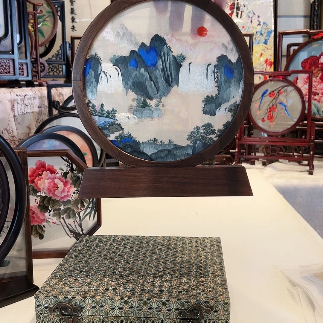 织绣苏绣胡桃木手工