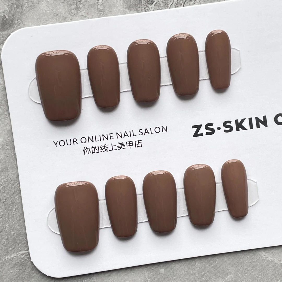 纯色焦糖色2025新款高级感女人味咖色显白中T纯手工穿戴甲可拆卸