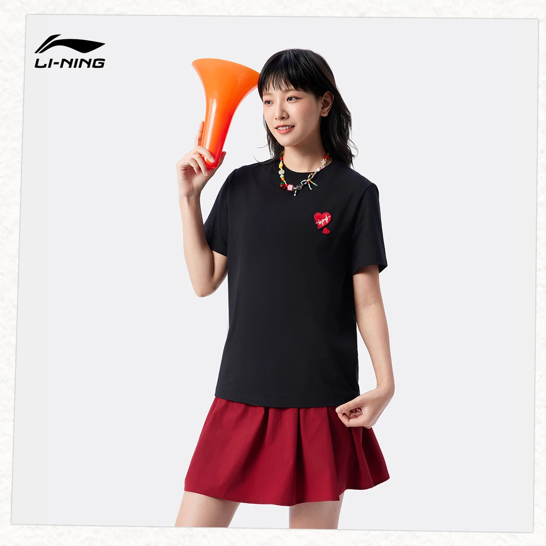 D李宁短袖T恤女士25新款运动生活上衣休闲夏季运动服现货AHSV990