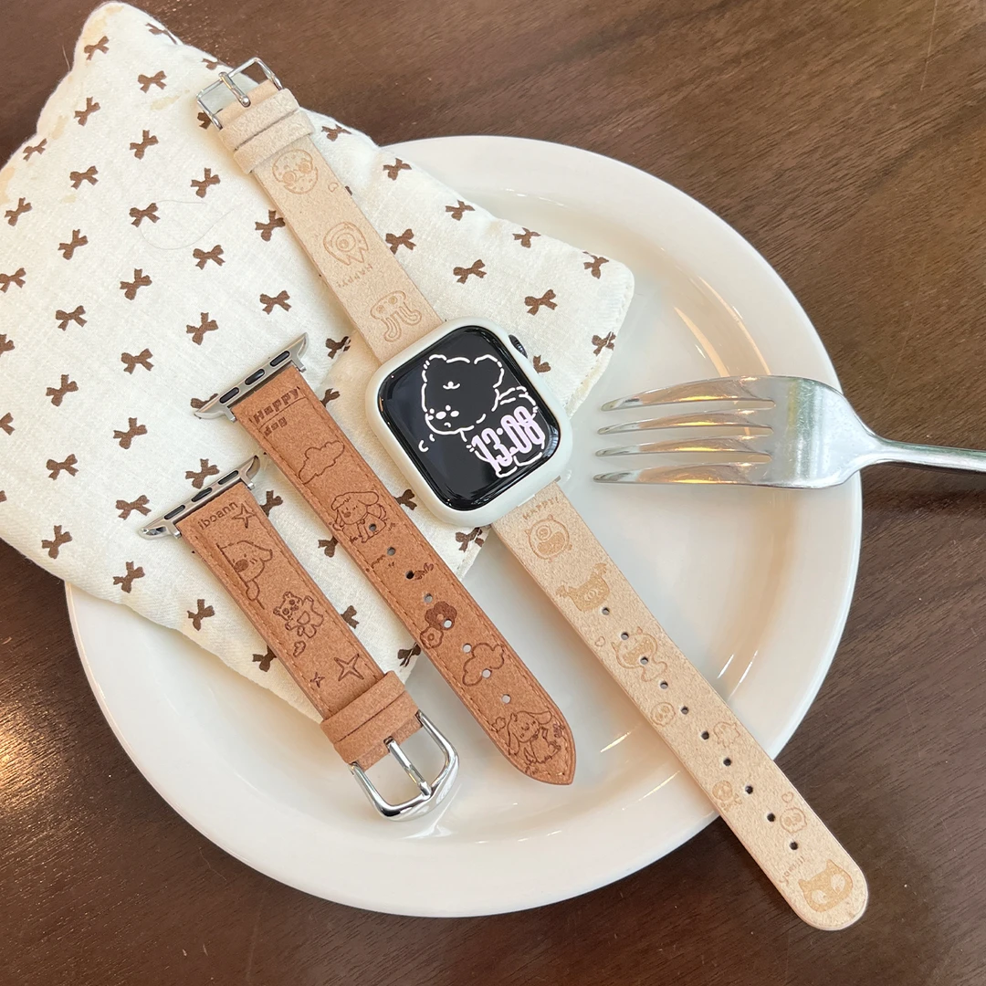 适用于苹果手表s11表带iwatch绒面皮s10运动ultra秋冬XL女款腕带