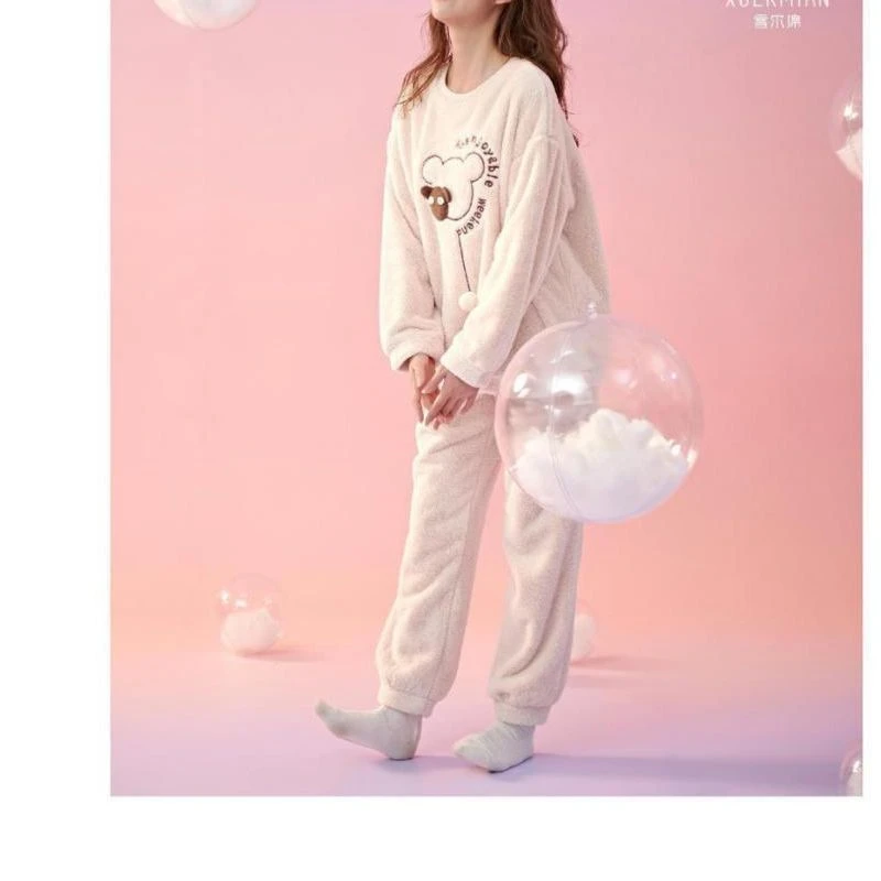 【敏敏】41109~女士冬款暖羊绒居家服睡衣套装~X2341109