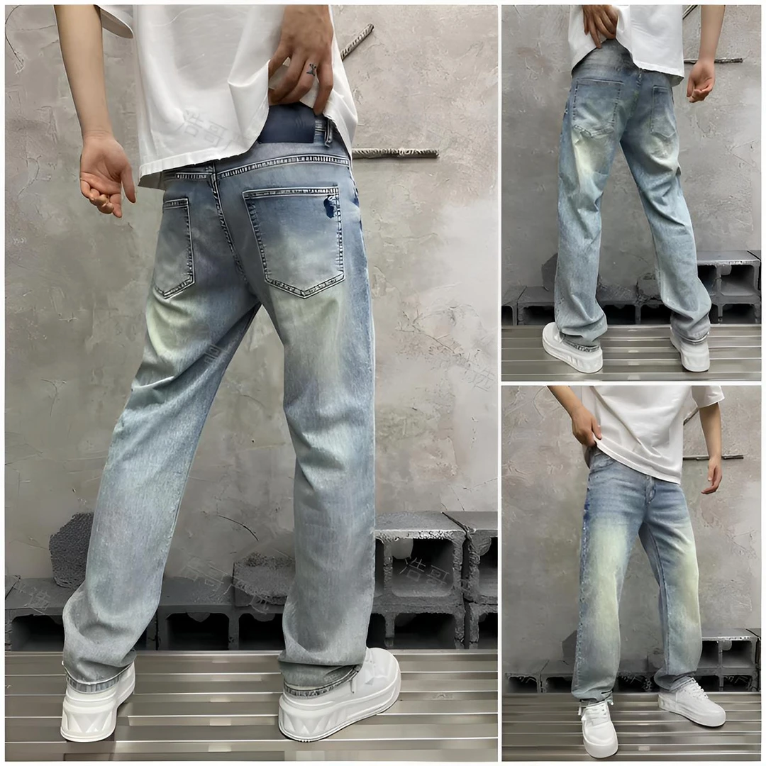 刺绣标水洗男士时尚百搭直筒休闲牛仔裤裤子夏季宽松牛仔裤88792