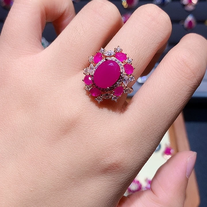 银S925镶嵌戒指红宝石