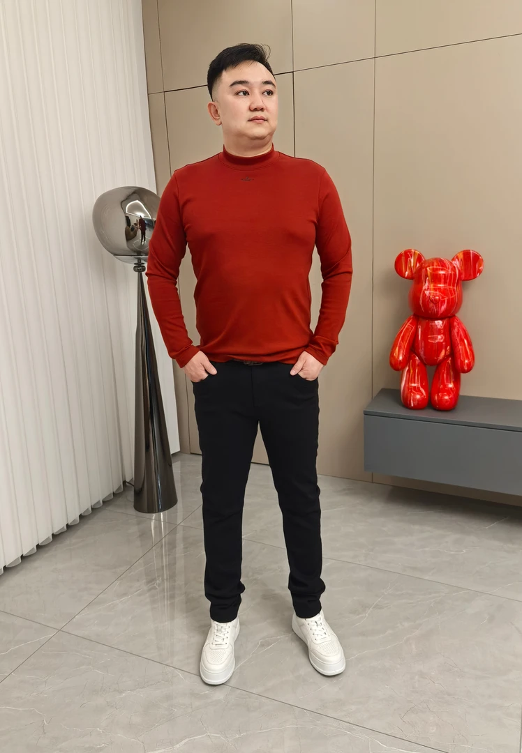 新年福利 男士圆领半高领打底衫休闲简约 磨毛柔软亲肤 百搭时尚