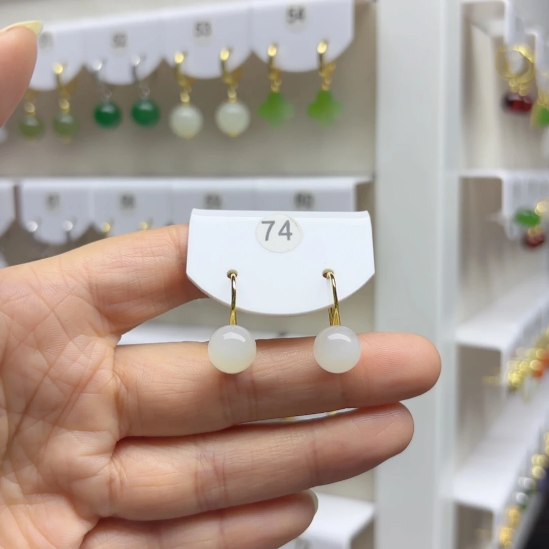 银S925镶嵌和田玉耳饰