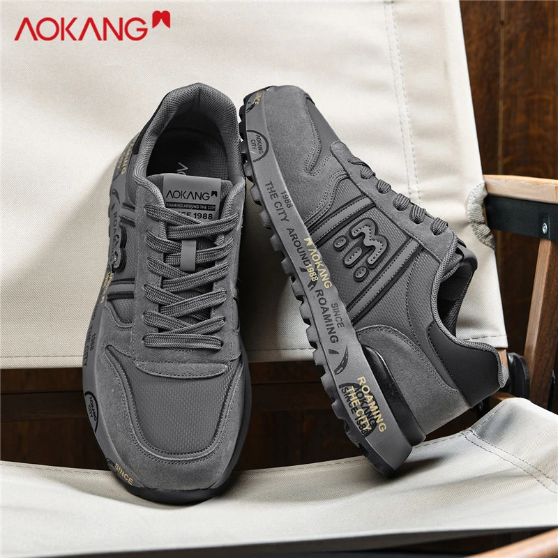 Aokang/奥康官方正品男鞋秋冬新款运动休闲鞋轻奢鞋子复古阿甘鞋