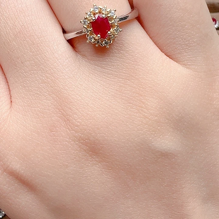 戒指银S925镶嵌红宝石