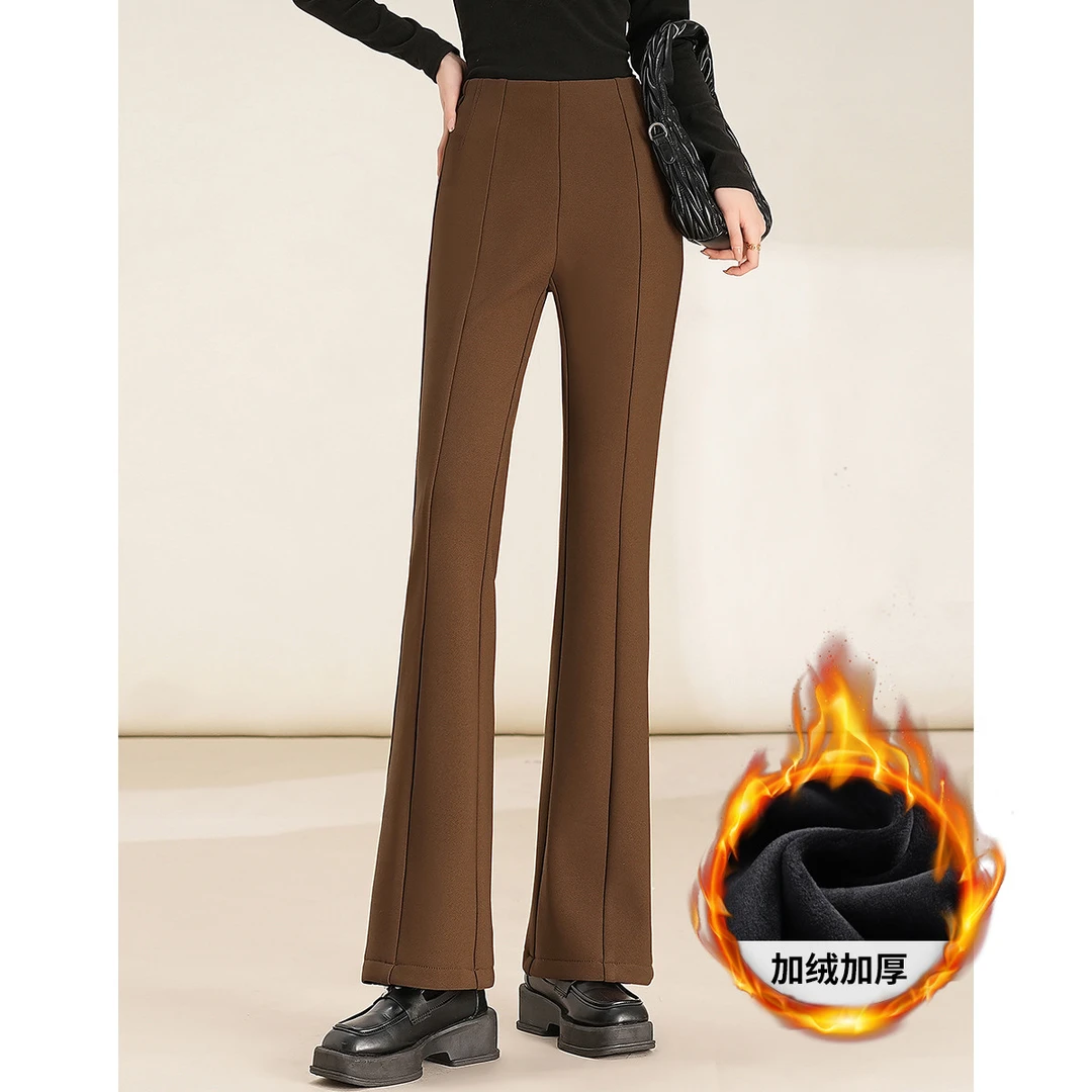 【程总专属】&白鹿语加绒加厚时尚通勤后腰橡筋腰女式休闲裤HX10187