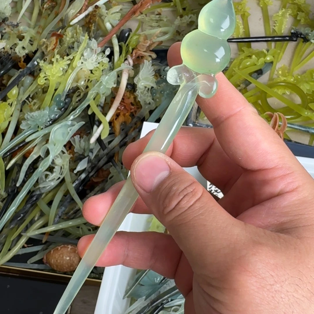 岫玉未镶嵌发饰明君玉簪就是好看