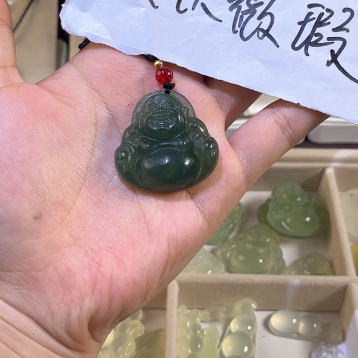未镶嵌蛇纹石玉吊坠(赠链)佛公默认微瑕不退不换