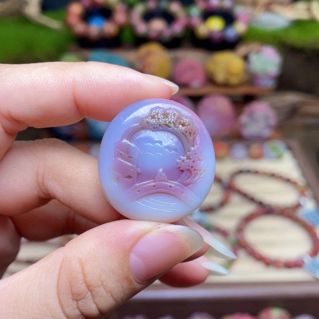 玛瑙/玉髓未镶嵌珠宝半成品盐源玛瑙苏工山水