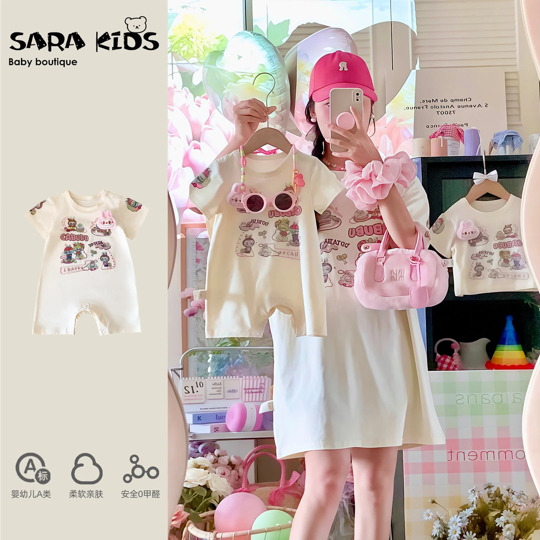 【亲子装】夏季薄款一家三口四口卡通bubu印花亲子装SK5802