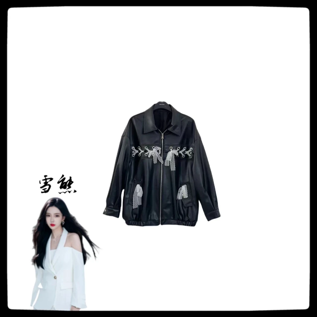 2032女装轻奢美式甜酷风蕾丝绑带潮牌高级感夹克外套SXZY