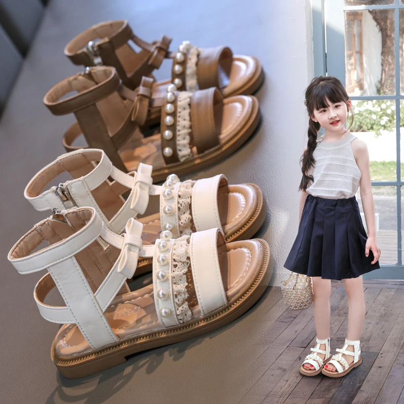 ABC童鞋女童罗马凉鞋2025年新款夏季儿童洋气公主凉鞋中大童凉鞋