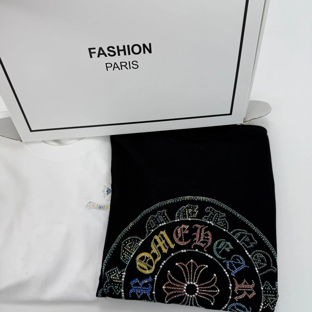 【39号链接-彩虹克】烫钻情侣款潮流简约休闲ins风设计师百搭T恤