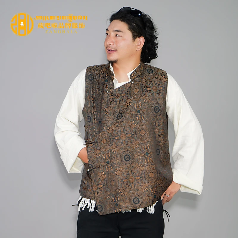 藏吧啦男式八达运复合马甲民族服装藏服男款马夹