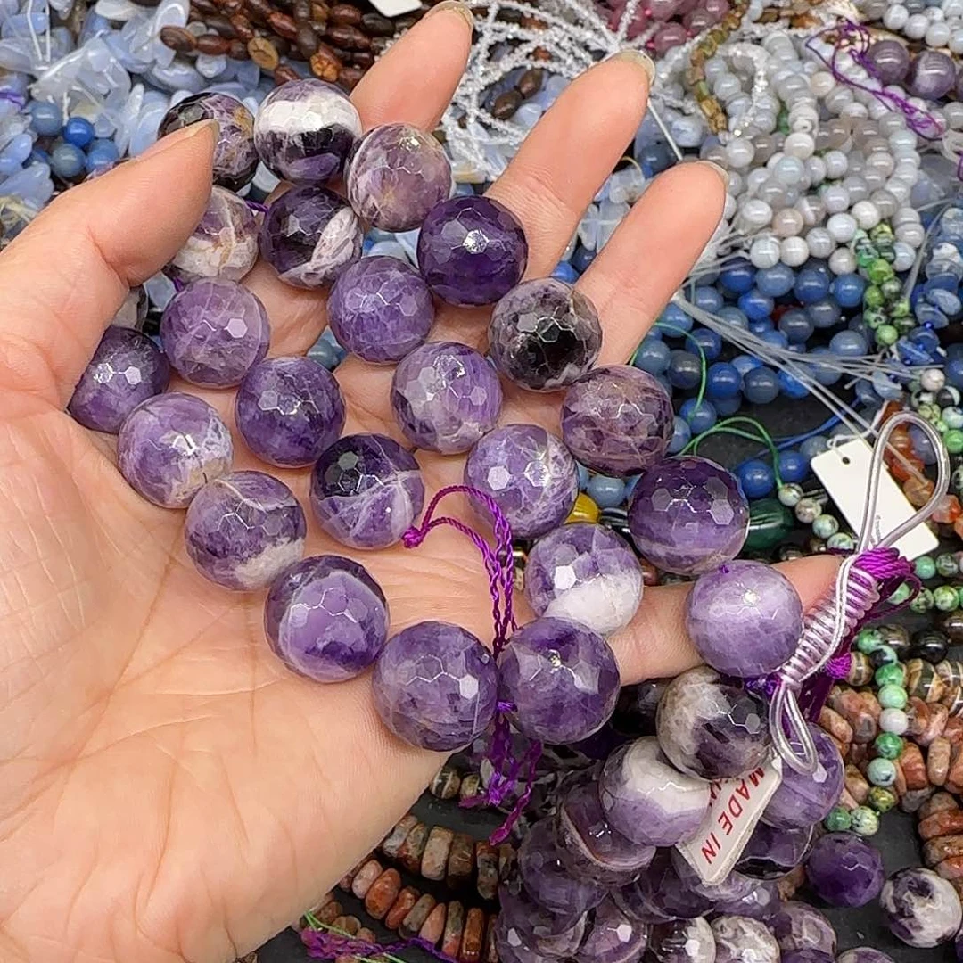 玛瑙/玉髓合金珠宝半成品a****7切面紫水晶拍两59发一条