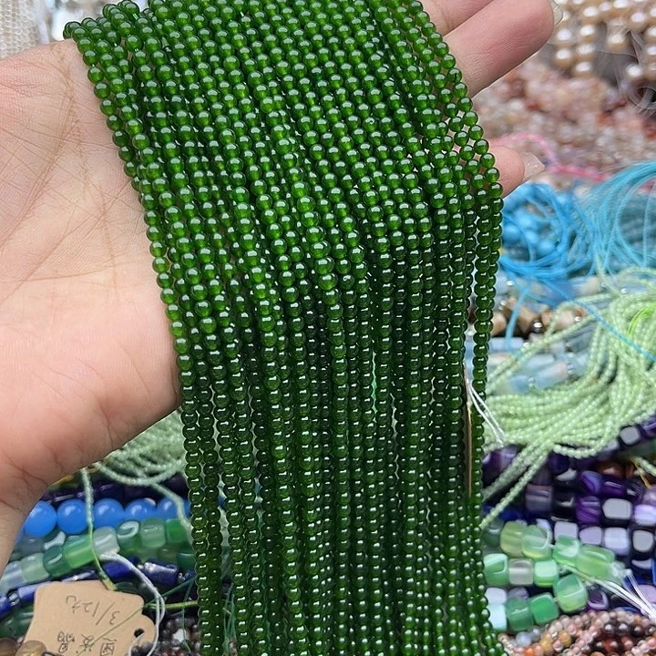 玛瑙/玉髓未镶嵌珠宝半成品一条3mm碧玉