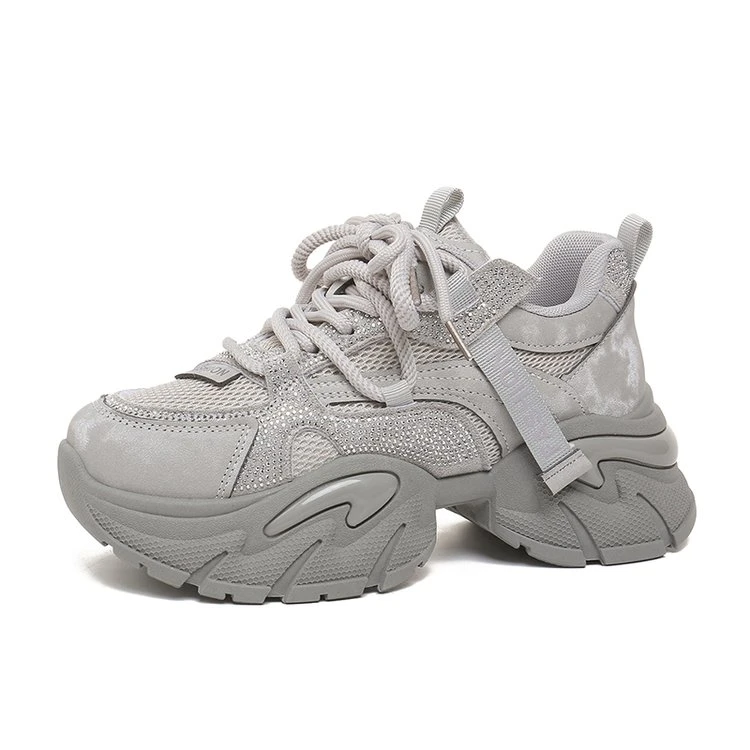 新款老爹鞋女灰色系舒适增高百搭轻便休闲运动鞋秀气显脚小女鞋