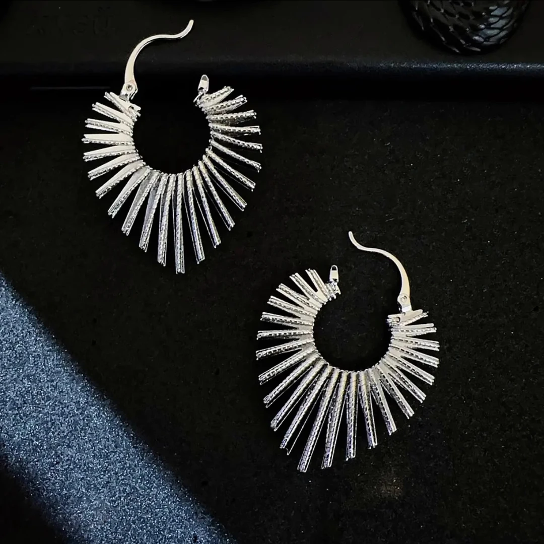 铜合金耳饰 欧美大气(桃形太阳花)耳扣夸张个性气质百搭小众ins