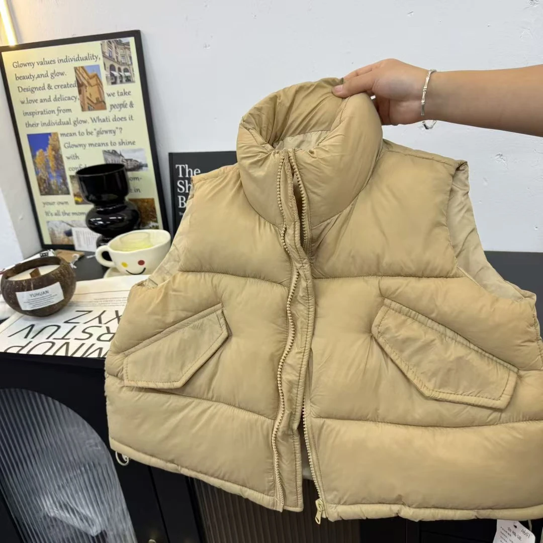 4637男女童潮流时尚洋气休闲百搭冬季抽绳立领棉马甲