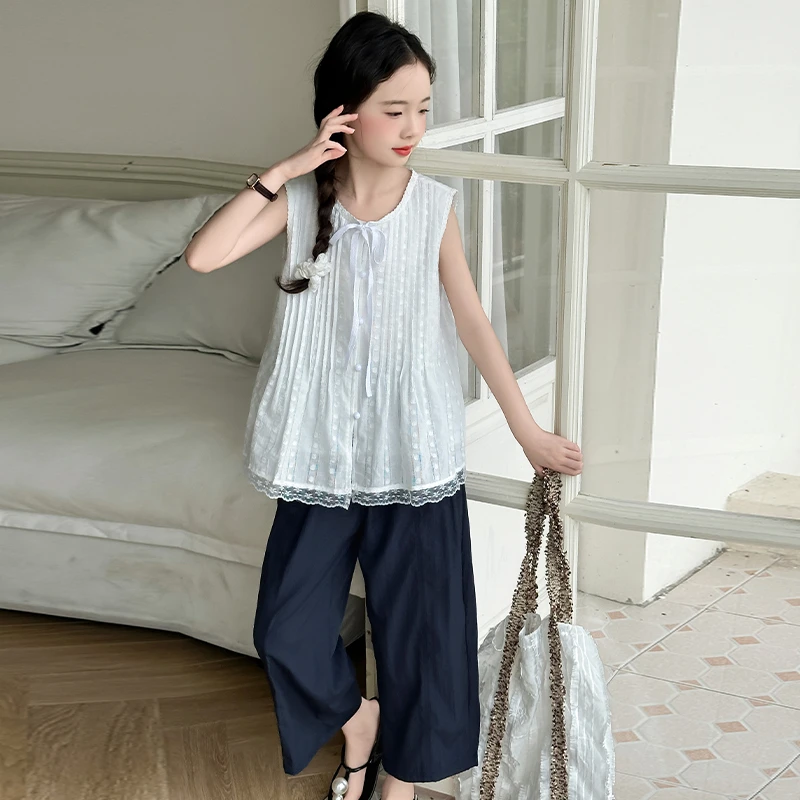 简约潮牌店铺儿童服装2025年款衣服女童装夏装套装6-12岁高级感15