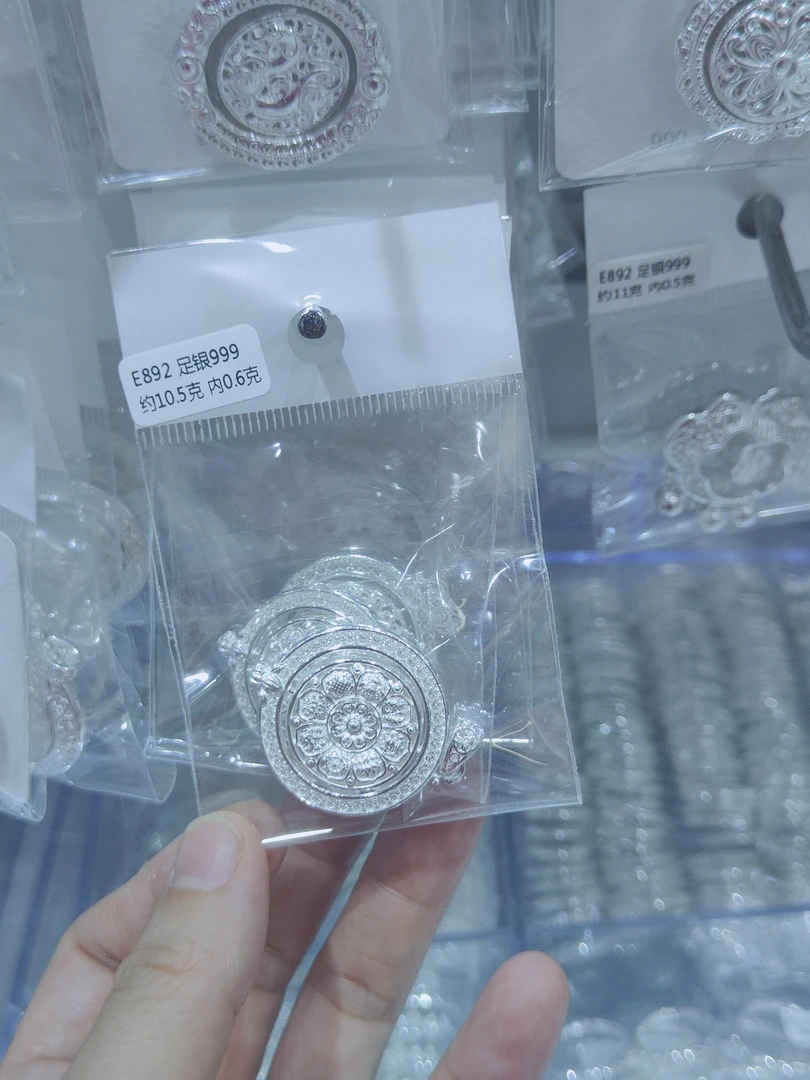 坠链均足银 足银999莲花转运八宝罗盘吊坠百搭精美吊坠民族风女