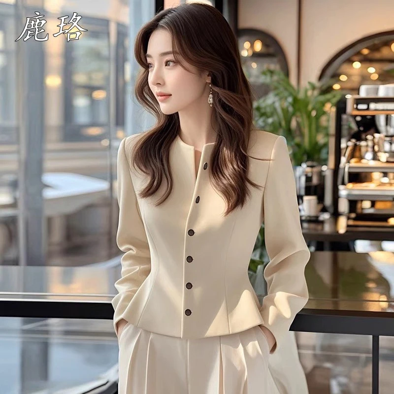秋季新款高端小香风掐腰上衣法式轻奢高级感气质名媛杏色衬衫外套