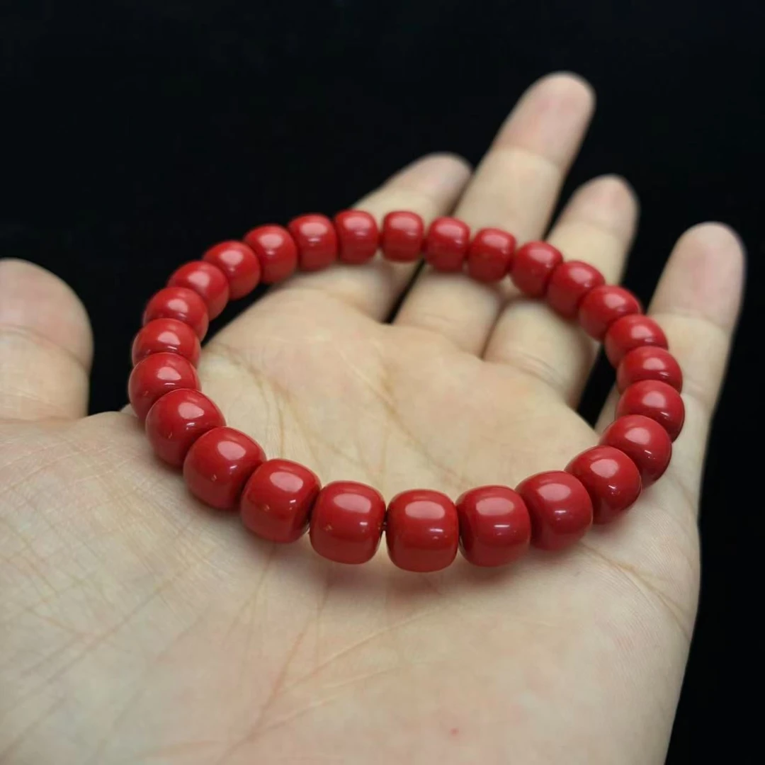 含辰砂工艺品朱砂圆珠手串【小北质检】ZJH243z189多样性发一