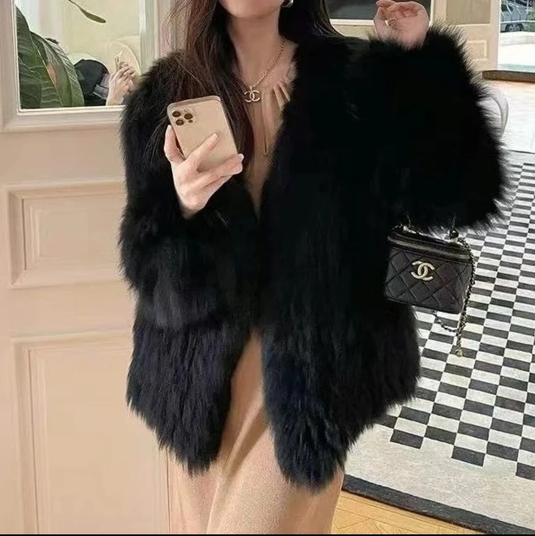 高端貉子毛双面编织皮草2025秋冬新款时尚高级显瘦名媛风宽松外套