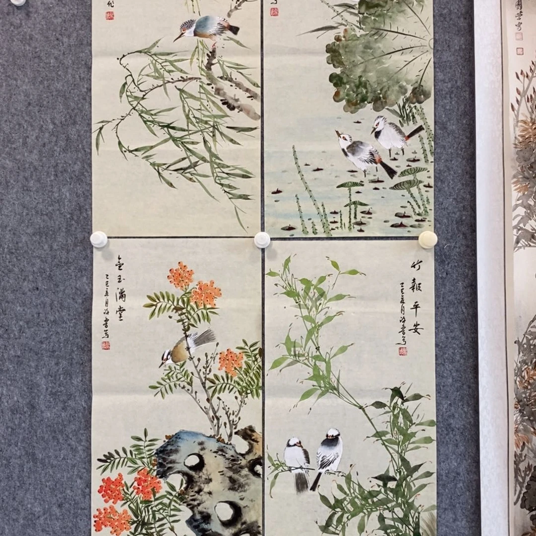幸***生国画四尺四开春夏秋冬