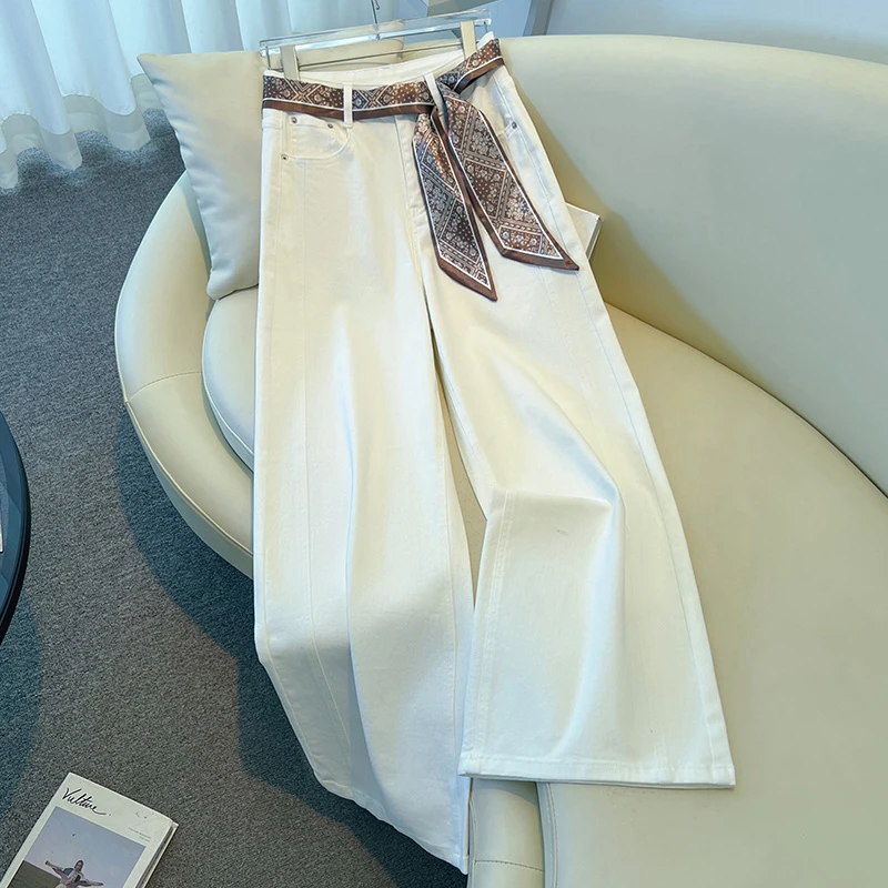 Mandsibil曼德西比利纯阔腿牛仔裤女秋季新款身材宽松显瘦直筒裤