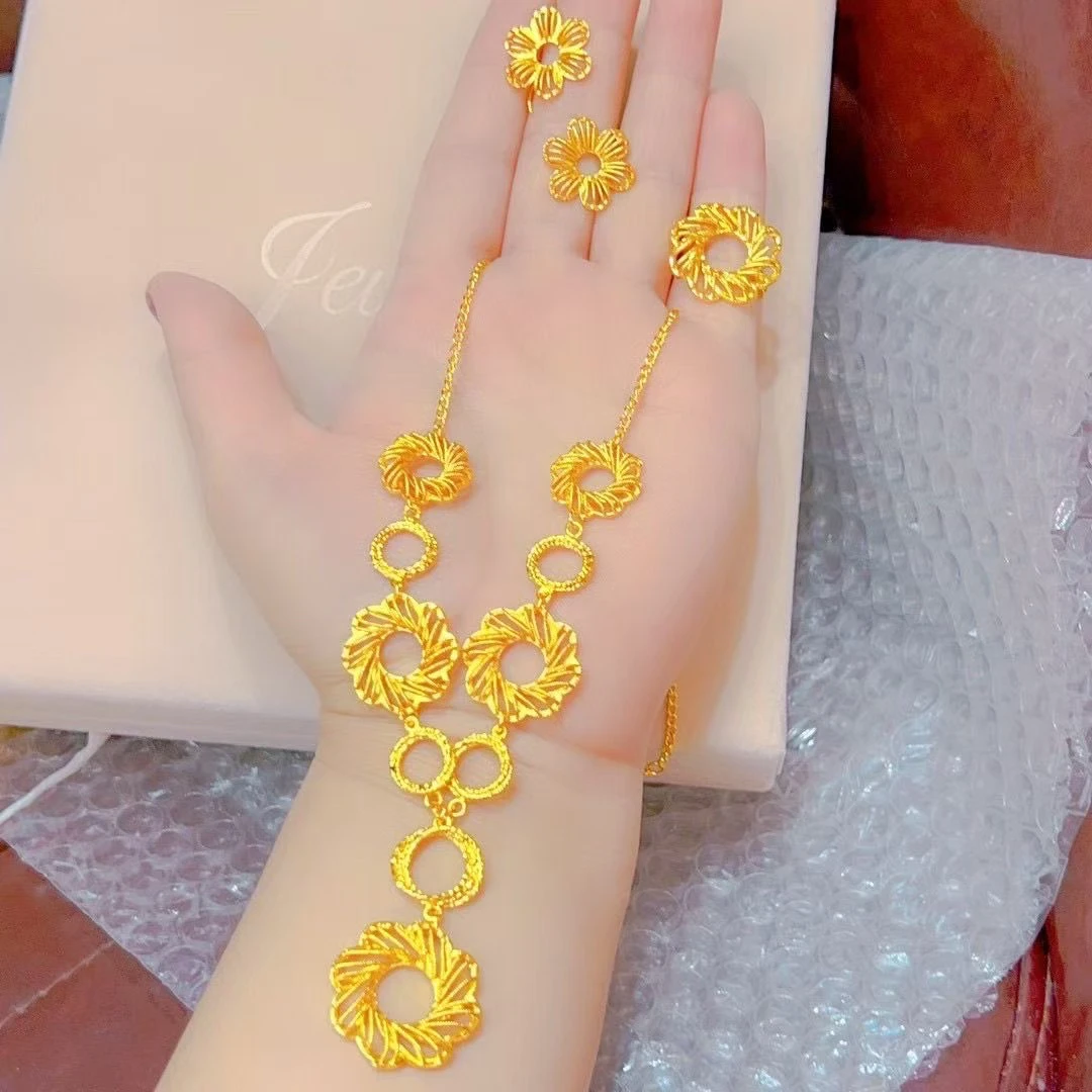 铜合金项链 10CM及以上民族风中国风女环环相扣女款饰品精致