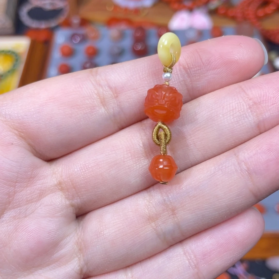 南红玛瑙未镶嵌醒狮铃铛小提溜