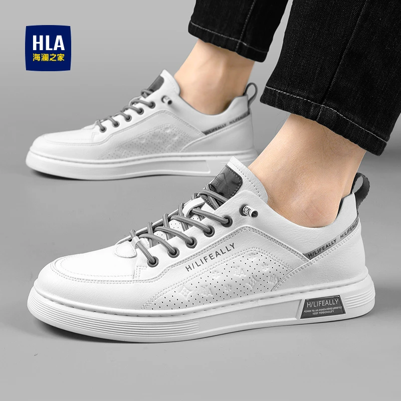 HLA/海澜之家2025秋冬小白鞋男时尚休闲低帮板鞋一脚蹬套脚男鞋